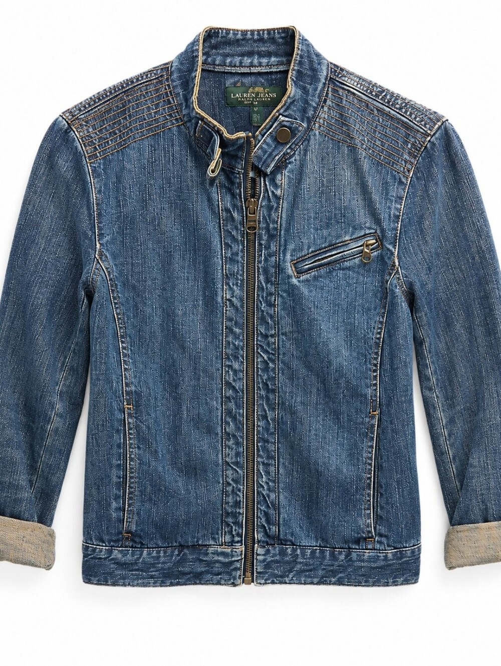 LAUREN JEANS CO Moto Denim Jacket By Ralph Lauren.